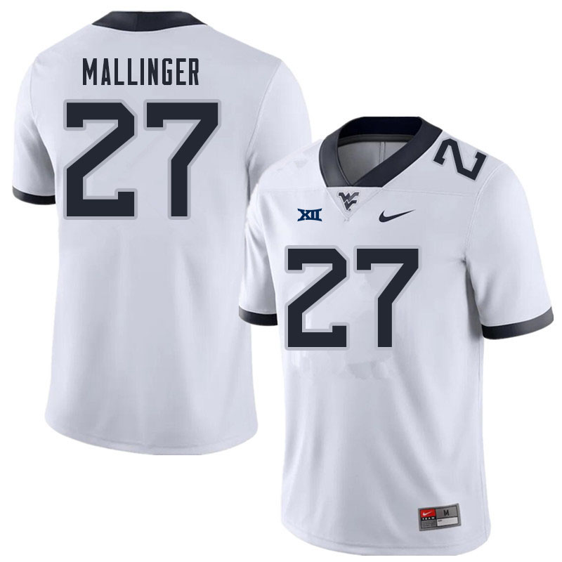 NCAA Men's Davis Mallinger West Virginia Mountaineers White #27 Nike Stitched Football College Authentic Jersey SU23N27DE
